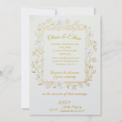 Wedding Invitation - Classic Gold & Olive Branch
