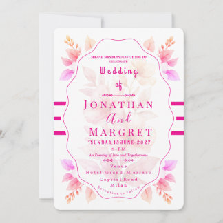 Wedding Invitation Classic Pink Floral Aesthetic