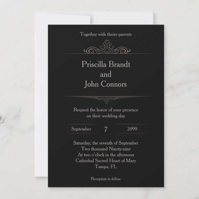 Wedding invitation, classical, stylised,monogram invitation (Front)