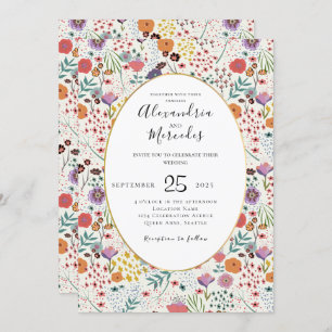 Wedding invitation colorful flowers Spring floral