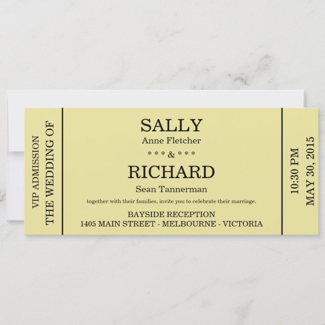 Wedding Invitation (Concert Ticket Styled) (Front)