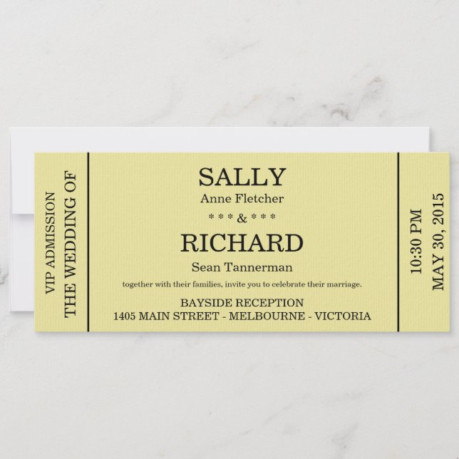 Wedding Invitation (Concert Ticket Styled) (Front)