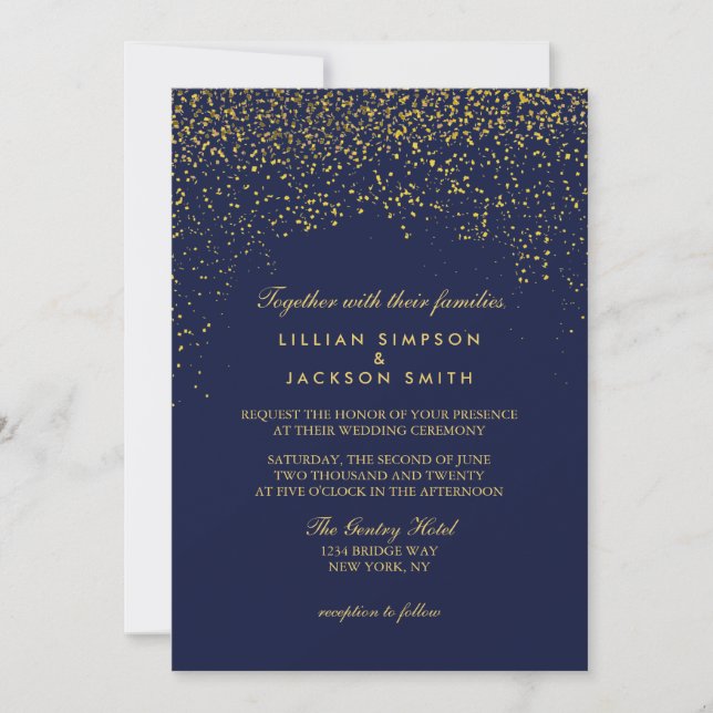 Wedding Invitation - Confetti - Navy (Front)