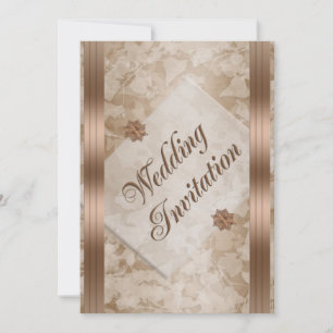Wedding invitation copper ribbons floral design