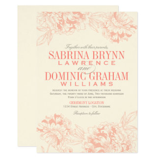 Rustic Peonies Wedding Invitations Ladyprints Wedding Invitation Pink Fl Peony Design