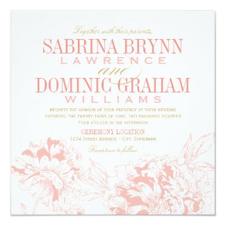 Wedding Invitation | Coral Floral Peony Design