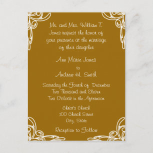 Wedding Invitation Corners Swirl on Carmel