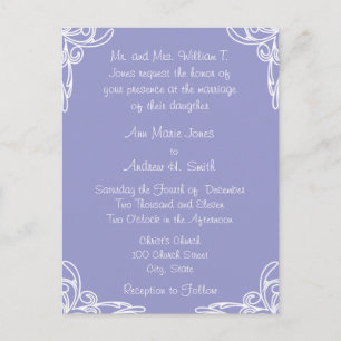 Wedding Invitation Corners Swirl on Periwinkle