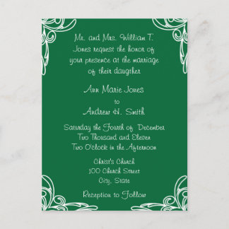 Wedding Invitation Corners Swirl on Sea Green Postcard