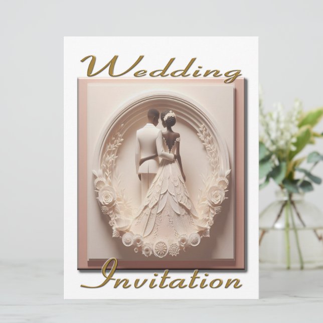 Wedding Invitation Couple in a circle of flowers (Standing Front)