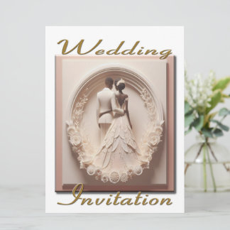 Wedding Invitation Couple in a circle of flowers