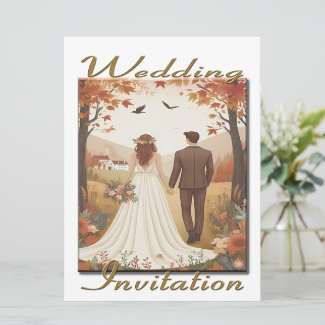 Wedding Invitation Couple In the Country - Autumn (Standing Front)