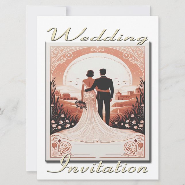 Wedding Invitation Couple looking at the scenery (Front)