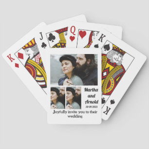 Wedding Invitation custom 3 Photo Collage Poker Cards