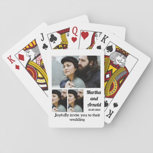 Wedding Invitation custom 3 Photo Collage  Poker Cards