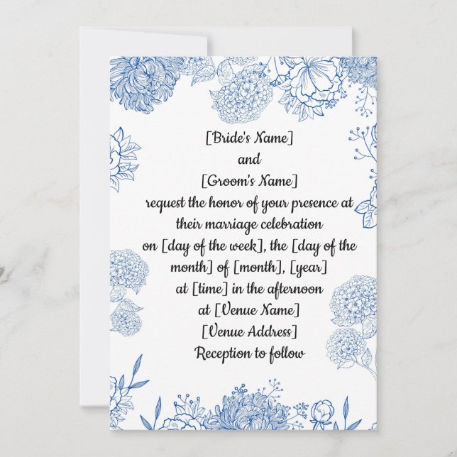 Wedding invitation customizable front and back  (Front)