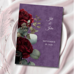  Wedding Invitation Dark Academia Crimson Noir