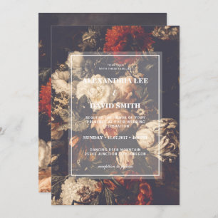 Wedding Invitation Dark Moody Autumn Fall Floral