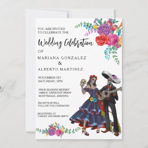 Wedding Invitation Day of Dead Fiesta 