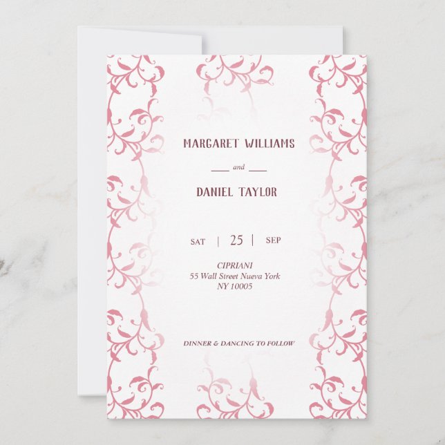 Wedding Invitation decorated with asbestos leaves (Front)