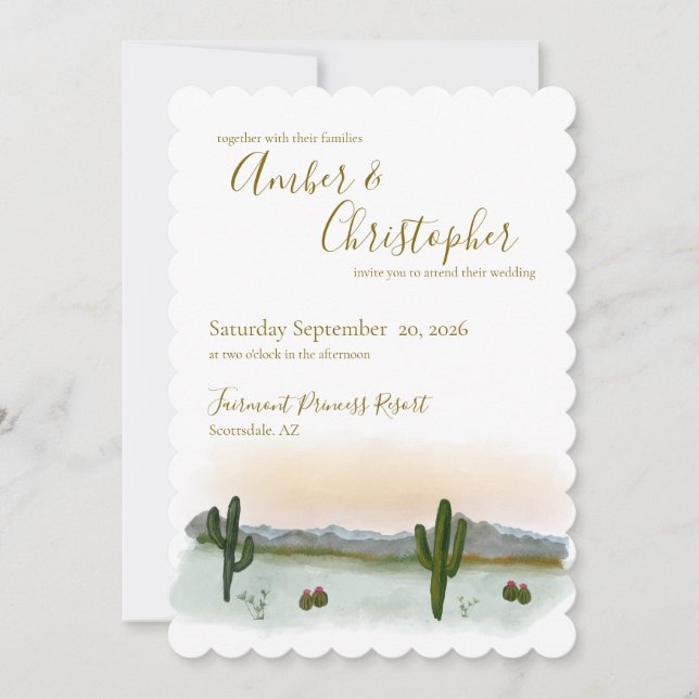 Wedding Invitation | Desert Sunset | Watercolor (Front)