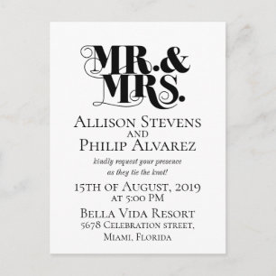 Wedding invitation design, with mr., mrs. elements postcard