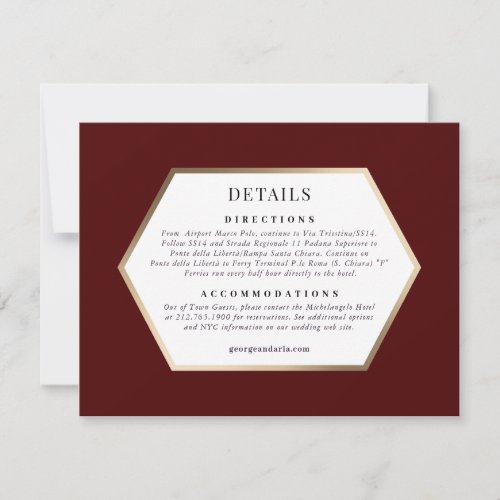 Wedding Invitation Details Card Palazzo Grassi