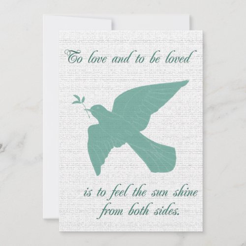 Wedding Invitation Dove aqua and white