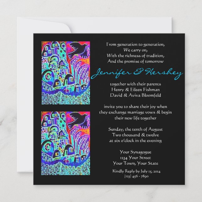 Wedding Invitation - Dove of Peace Ebony (square) (Front)