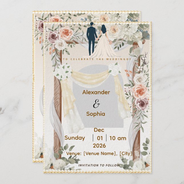 Wedding Invitation | Editable Modern Template (Front/Back)