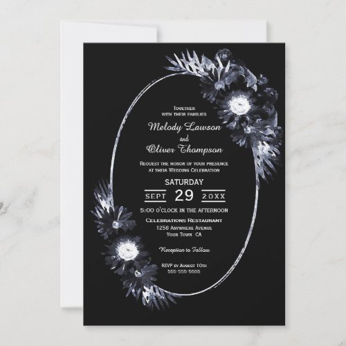 Wedding Invitation Elegant Black Floral
