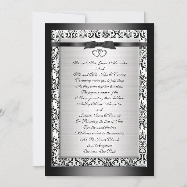 Wedding Invitation elegant Black white (Front)