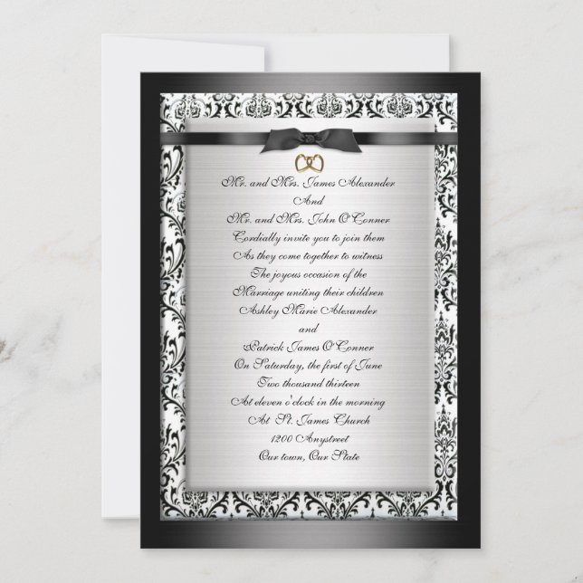 Wedding Invitation elegant Black white (Front)