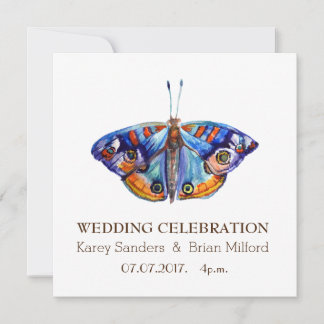 Wedding Invitation, Elegant ,Blue Butterfly Art Invitation