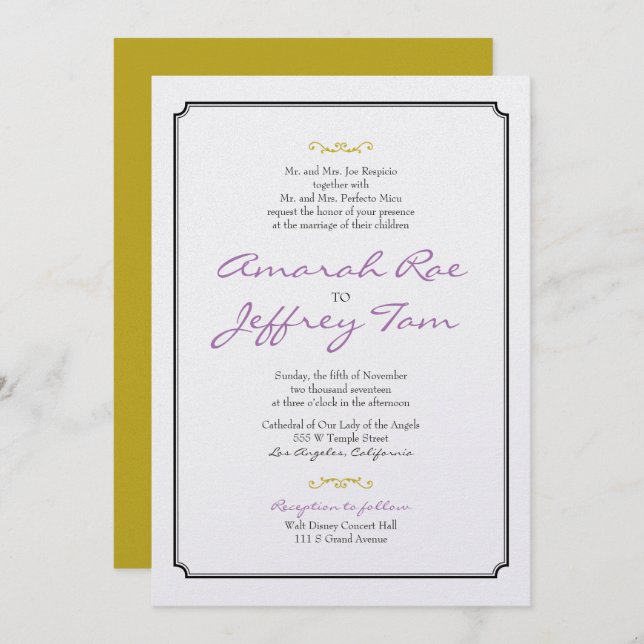 Wedding Invitation Elegant Border (Front/Back)