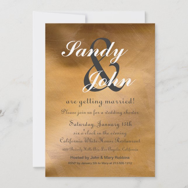 Wedding Invitation Elegant Copper Gray (Front)