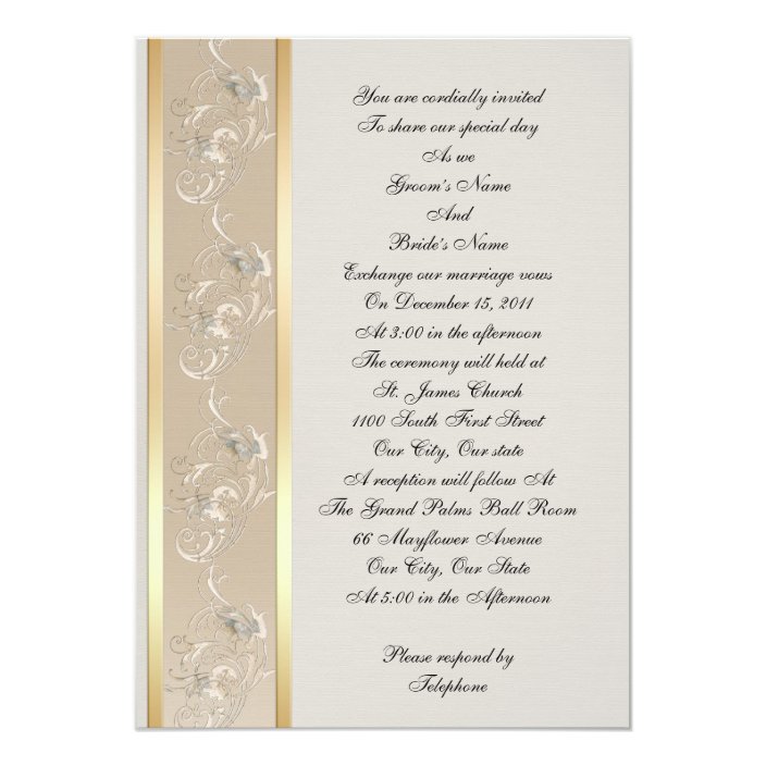 Wedding Invitation elegant embossed look canvas, | Zazzle.com