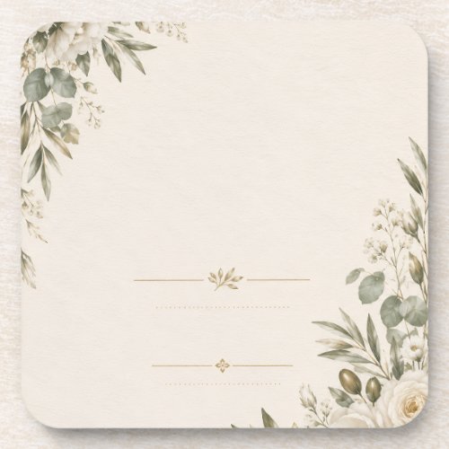Wedding Invitation Elegant European Botanical Beverage Coaster
