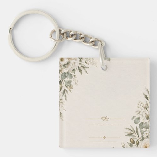 Wedding Invitation Elegant European Botanical Keychain