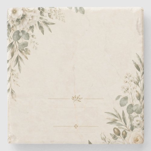 Wedding Invitation Elegant European Botanical Stone Coaster