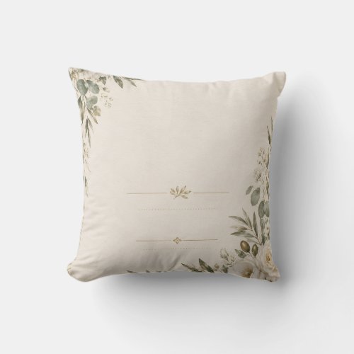 Wedding Invitation Elegant European Botanical Throw Pillow