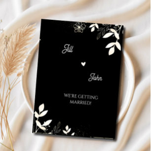 Wedding Invitation Elegant Floral Black and Cream