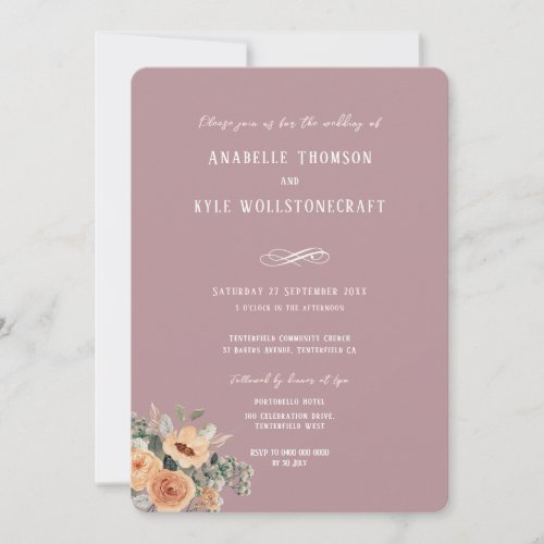 Wedding invitation _ Elegant floral blush pink