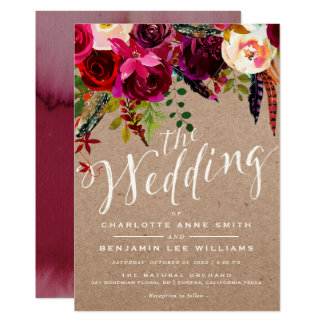 WEDDING INVITATION | Elegant Floral Rustic Boho