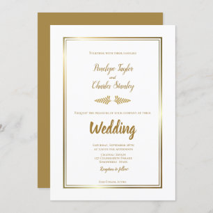 Wedding Invitation Elegant Gold Border