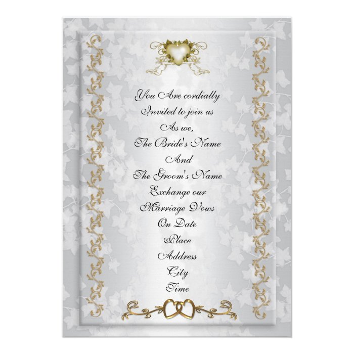 Wedding invitation elegant gold hearts