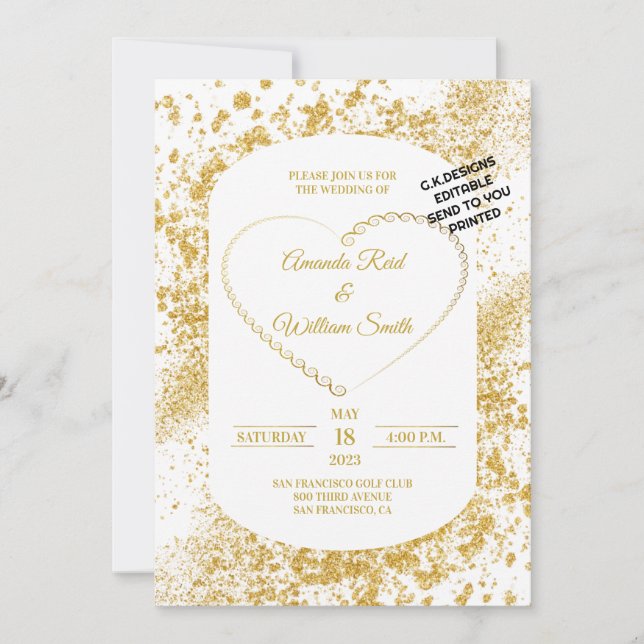 Wedding invitation Elegant Gold wedding invitation (Front)