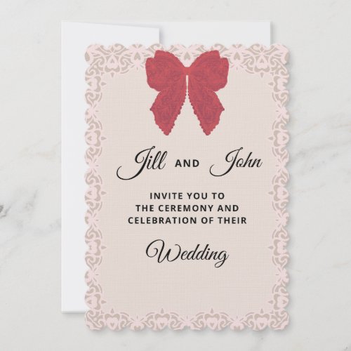 Wedding Invitation Elegant Lace Bow