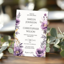 Wedding invitation elegant lilac flowersInvitation