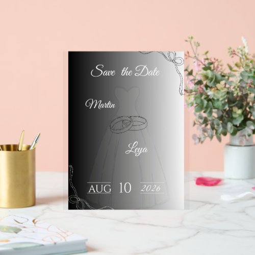 Wedding Invitation | Elegant Modern Bride & Groom Acrylic Sign